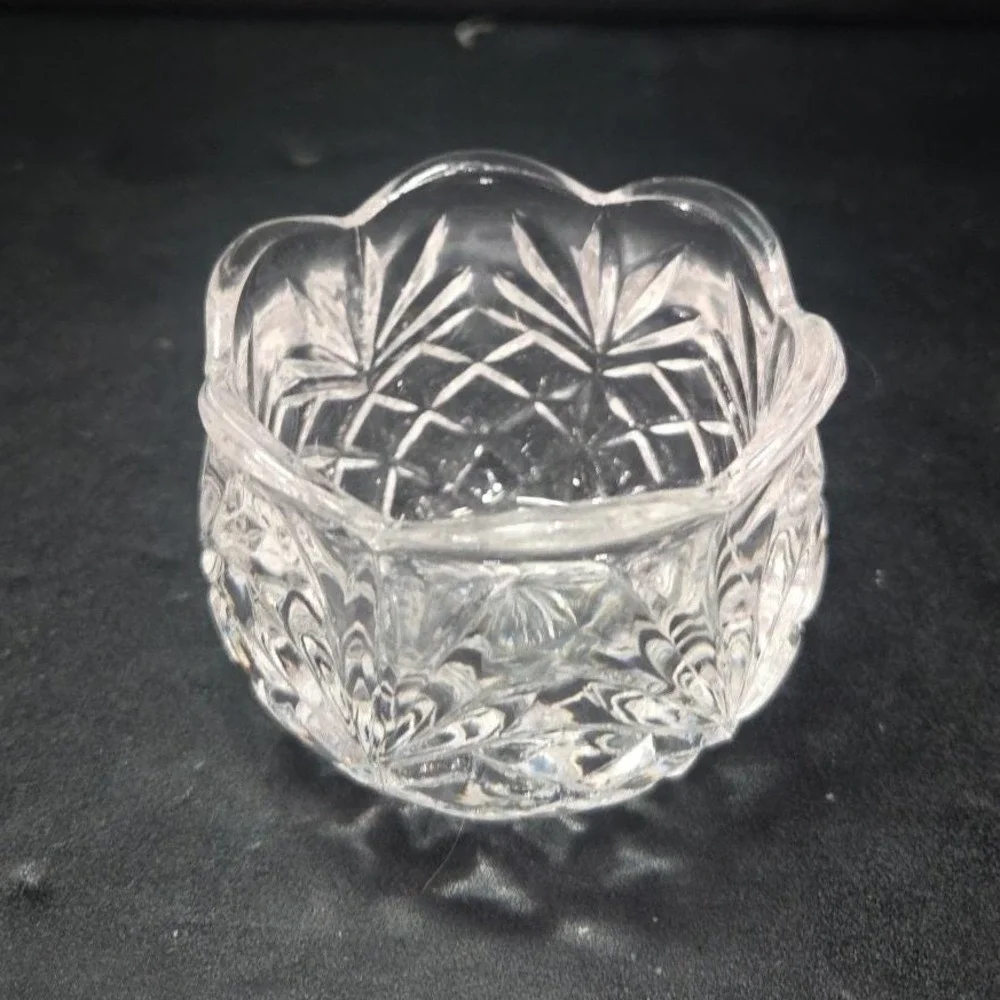 Crystal Clear Pineapple‎ Design Candleholder, Vintage Diamond Pressed Glass